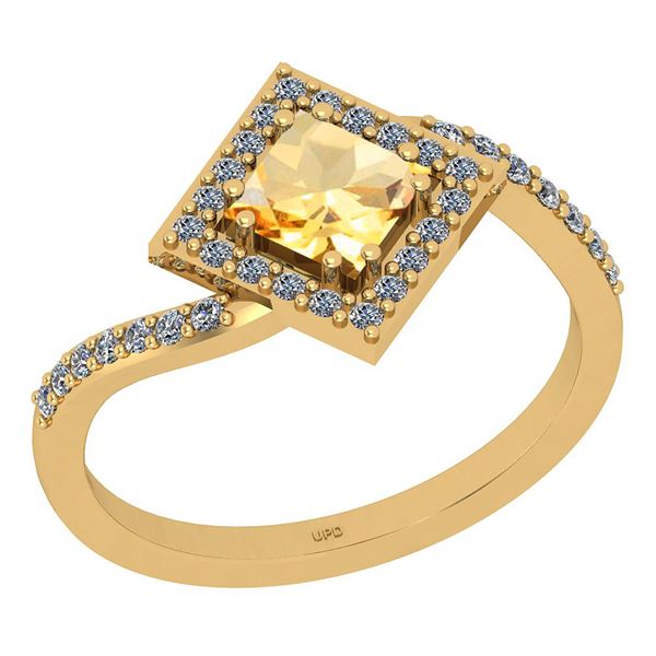Certified 1.02 Ctw I2/I3 Citrine And Diamond 10K Yellow