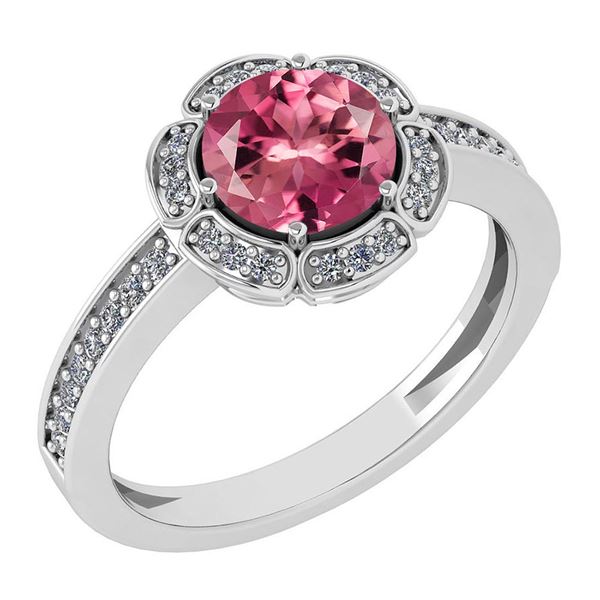 Certified 1.47 Ctw Pink Tourmaline And Diamond VS/SI1 E