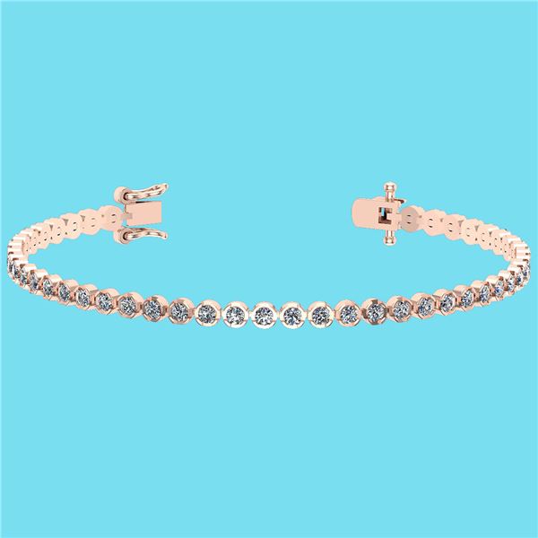 Certified 2.60 Ctw SI2/I1 Diamond 14K Rose Gold Bracele