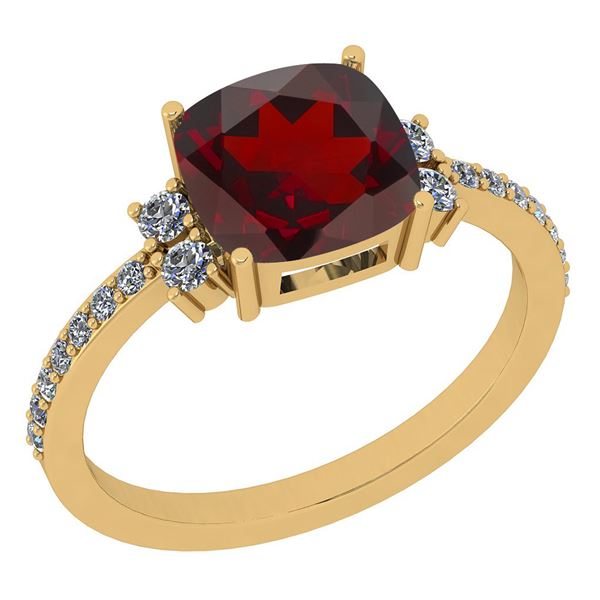 Certified 2.14 Ctw I2/I3 Garnet And Diamond 14K Yellow