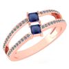 Image 1 : Certified 0.60 Ctw Blue Sapphire And Diamond 18k Rose G