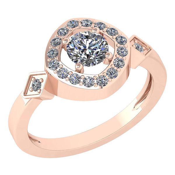Certified 0.77 Ctw Diamond 14K Rose Gold Halo Ring (SI1