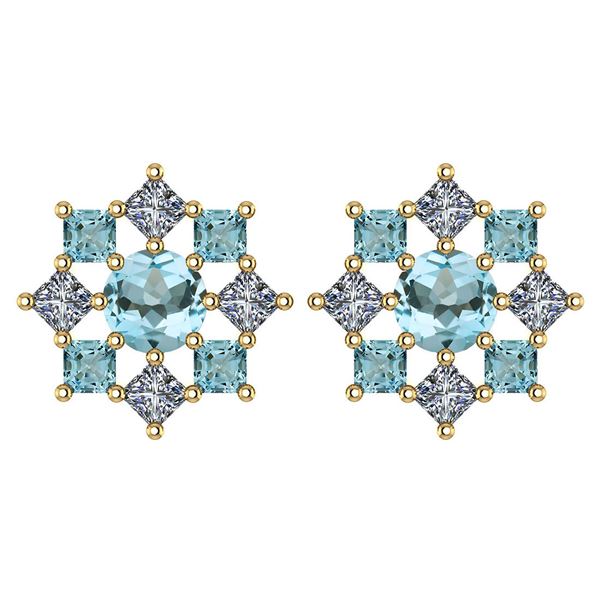 Certified 1.46 Ctw Aquamarine And Diamond 18k Yellow Go