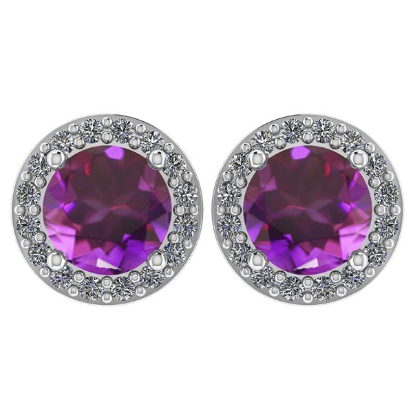 Certified 1.6 Ctw Amethyst And Diamond 14k White Gold H