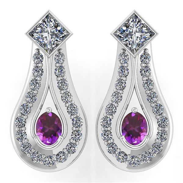 Certified 1.23 Ctw Amethyst And Diamond Wedding/Engagem