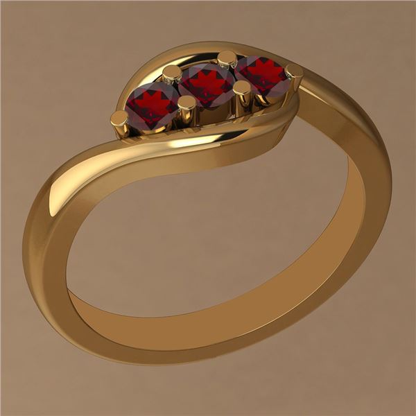 Certified 0.30 Ctw Garnet 14K Yellow Gold three Stone R