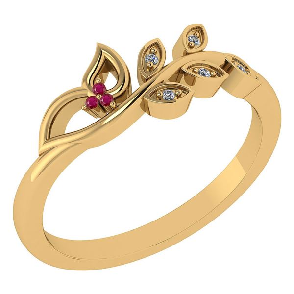 Certified 0.04 Ctw Ruby And Diamond 14k Yellow Gold