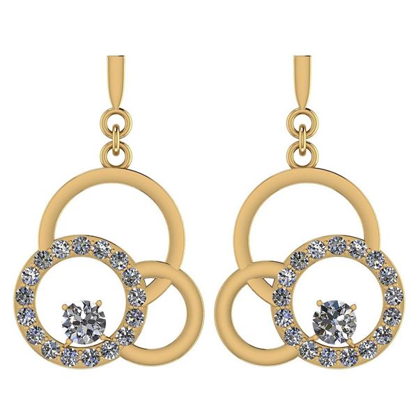 Certified 0.75 Ctw Diamond VS/SI1 Earrings 14K Yellow G