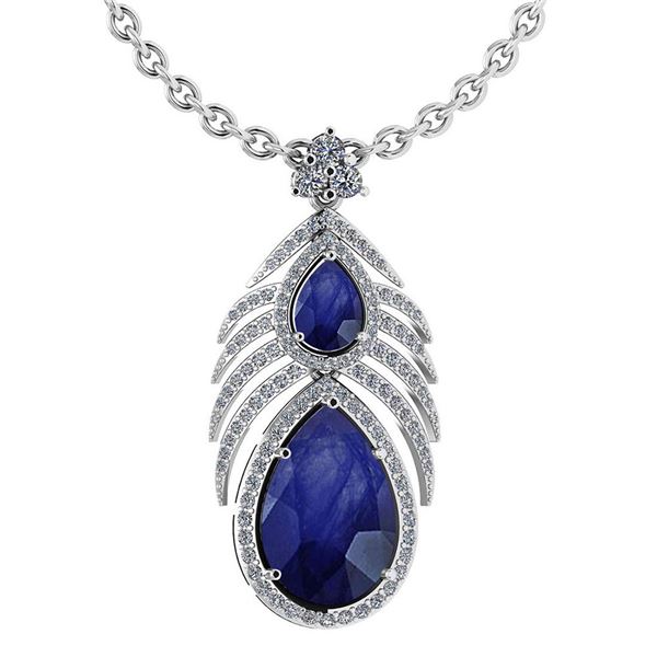 Certified 7.50 Ctw Blue Sapphire And Diamond Pear shape
