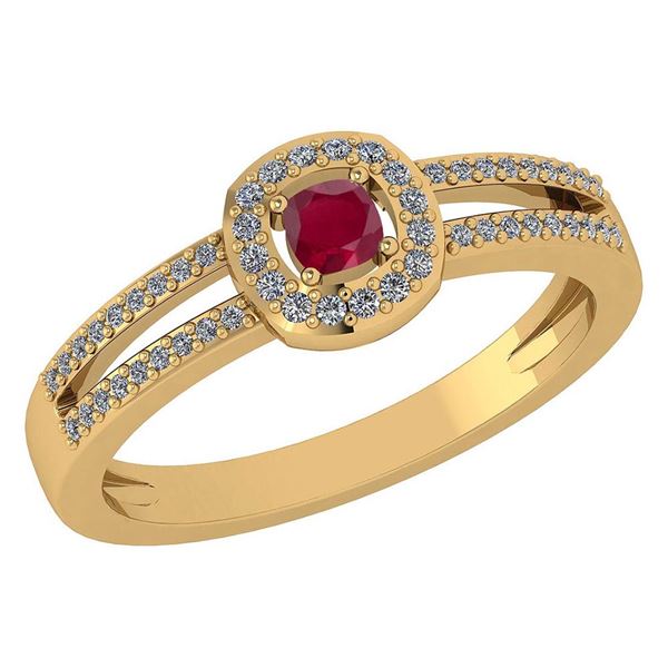 Certified 0.57 Ctw Ruby And Diamond 14k Yellow Gold Hal