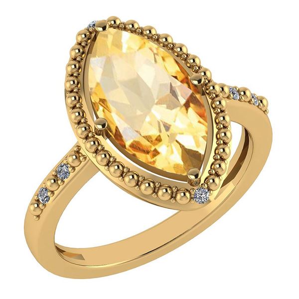 Certified 1.58 Ctw Citrine And Diamond VS/SI1 Ring 14k