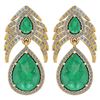 Image 1 : Certified 7.38 Ctw Emerlad And Diamond Pear Shape Hangl