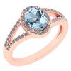 Image 1 : Certified 1.52 Ctw Aquamarine And Diamond 14k Rose Gold