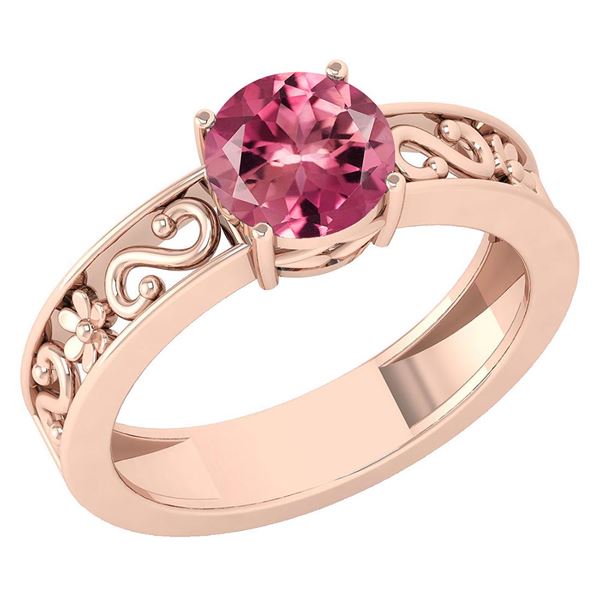 Certified 1.25 Ctw Pink Tourmaline Solitaire Ring with