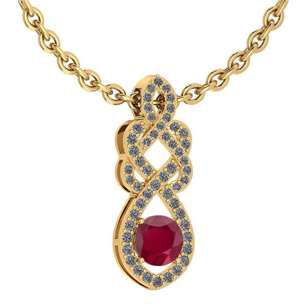 Certified 1.26 Ctw Ruby And Diamond VS/SI1 Necklace 14K