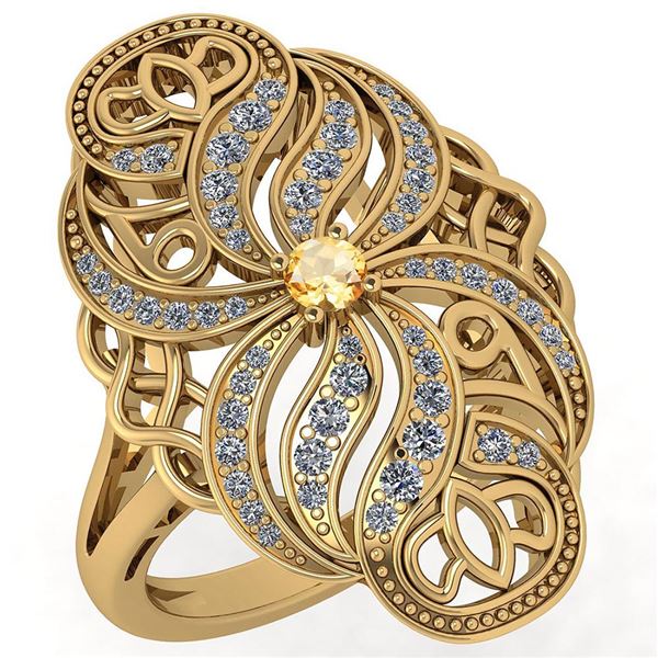 Certified 0.59 Ctw Citrine And White Diamond Wedding/En