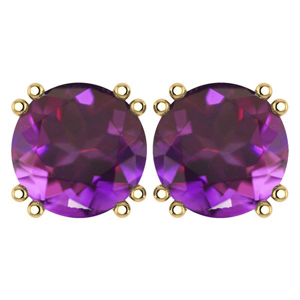 Certified 6.00 Ctw Genuine Amethyst 14K Yellow Gold Stu