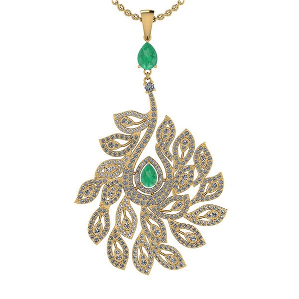 Certified 3.99 Ctw SI2/I1 Emerald And Diamond 14K Yello