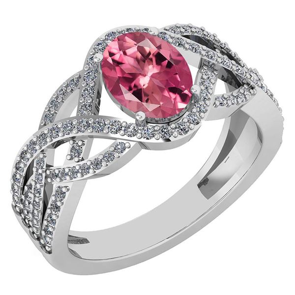 Certified 1.79 Ctw Pink Tourmaline And Diamond VS/SI1 R