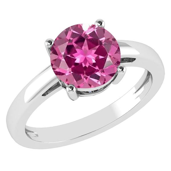 Certified 2.00Ctw Genuine Pink Tourmaline 14k White Gol