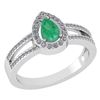 Image 1 : Certified 0.74 CTW Emerald And Diamond 14k White Gold H