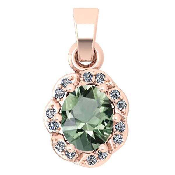 Certified 0.38 Ctw Green Amethyst And Diamond 14k Rose