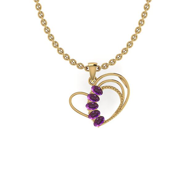 Certified 1.25 Ctw Amethyst 14K Yellow Gold Necklace