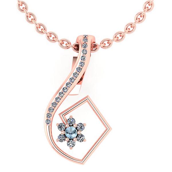 Certified 0.58 Ctw Blue Topaz And Diamond 14k Rose Gold