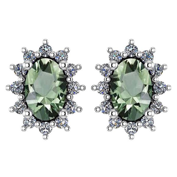Certified 1.24 Ctw Green Amethyst And Diamond 14k White