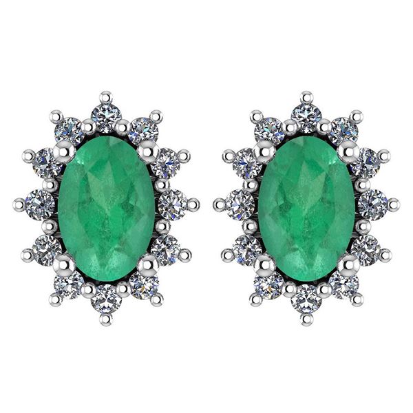 Certified 1.24 Ctw Emerald And Diamond 14k White Gold H