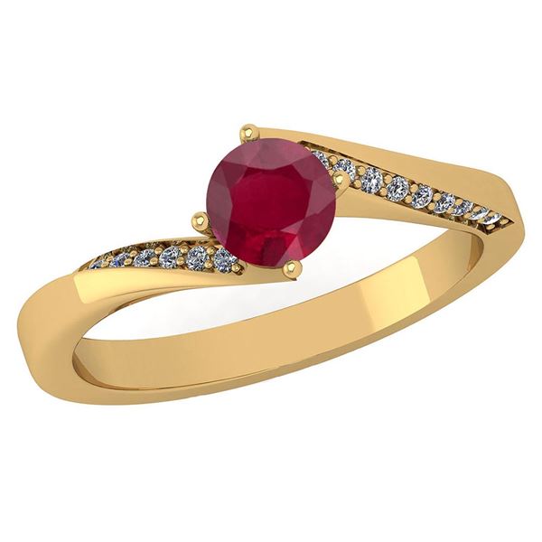 Certified 1.09 Ctw Ruby And Diamond 14K Yellow Gold Hal