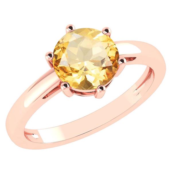 Certified 1.00Ctw Genuine Citrine 14k Rose Gold Halo Ri