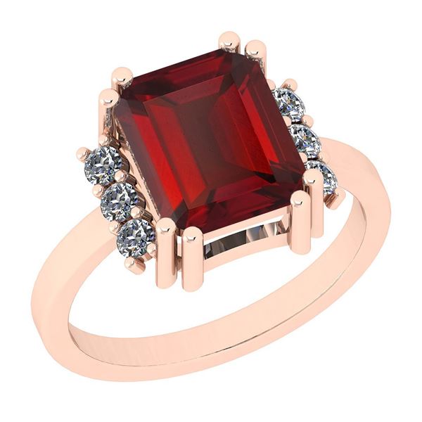 Certified 2.26 Ctw I2/I3 Garnet And Diamond 10K Rose Go