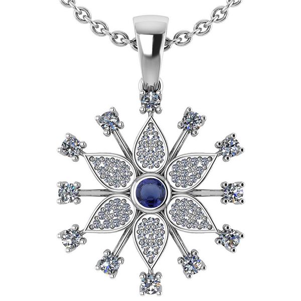 Certified 0.71 Ctw Blue Sapphire And Diamond Platinum G