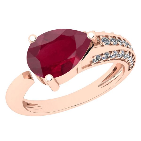 Certified 1.54 Ctw Ruby And Diamond VS/SI1 Halo Ring 14