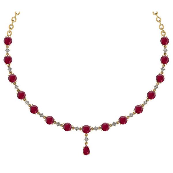Certified 21.10 Ctw Ruby And Diamond Necklace For Ladie