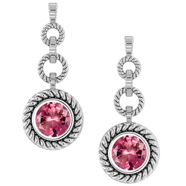 Certified 5.00 Ctw Pink Tourmaline Hanging Stud Earring