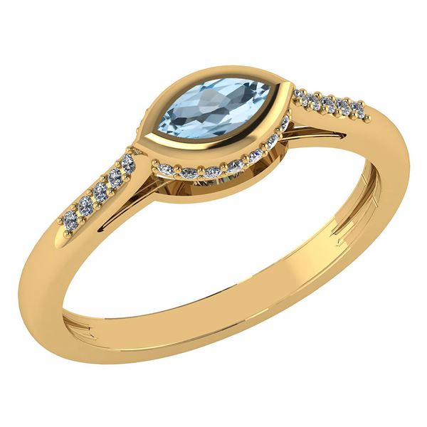 Certified 0.38 Ctw Aquamarine And Diamond 18k Yellow Ha