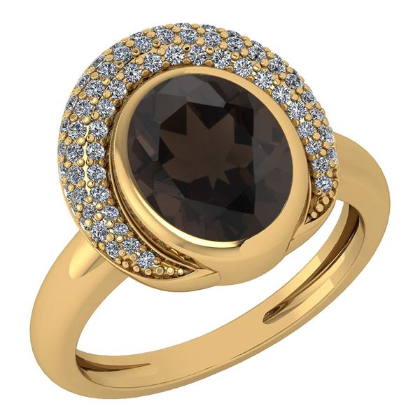 Certified 2.82 Ctw Smoky Quartz And Diamond VS/SI1 Halo