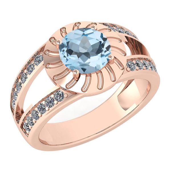 Certified 1.58 Ctw Aquamarine And Diamond Wedding/Engag