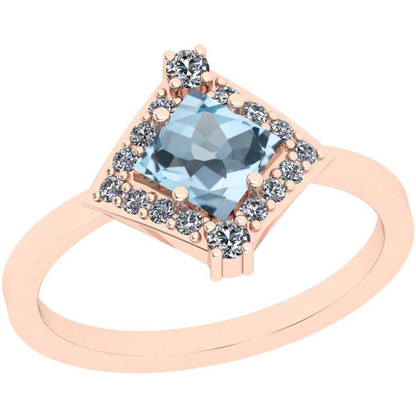 Certified 0.95 Ctw I2/I3 Blue Topaz And Diamond 10K Ros