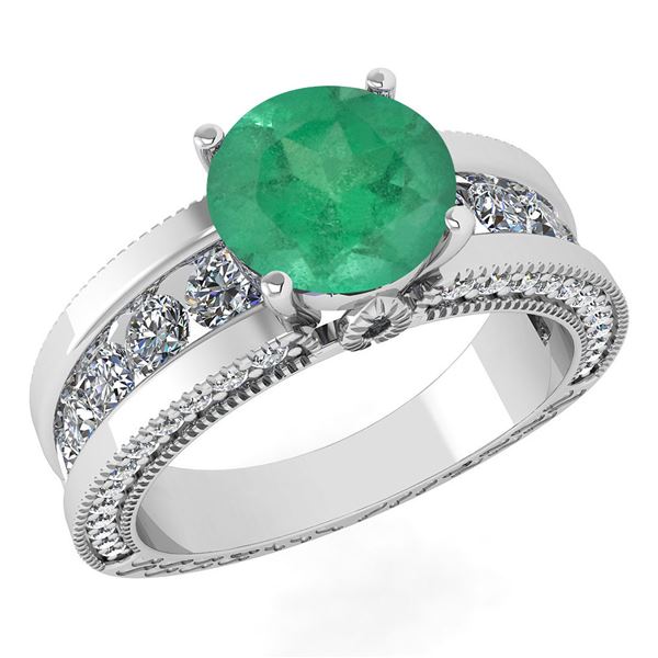 Certified 2.24 Ctw Emerald And Diamond Wedding/Engageme