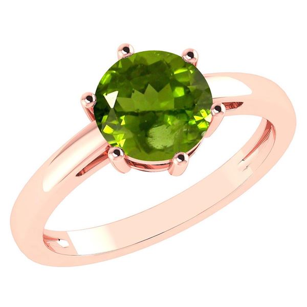 Certified 2.00Ctw Genuine Peridot 14k Rose Gold Halo Ri