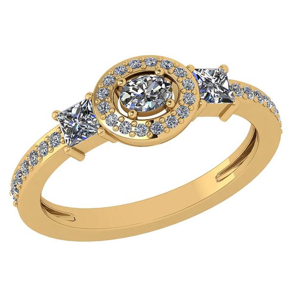 0.77 Ctw Diamond 14k Yellow Gold Halo Ring