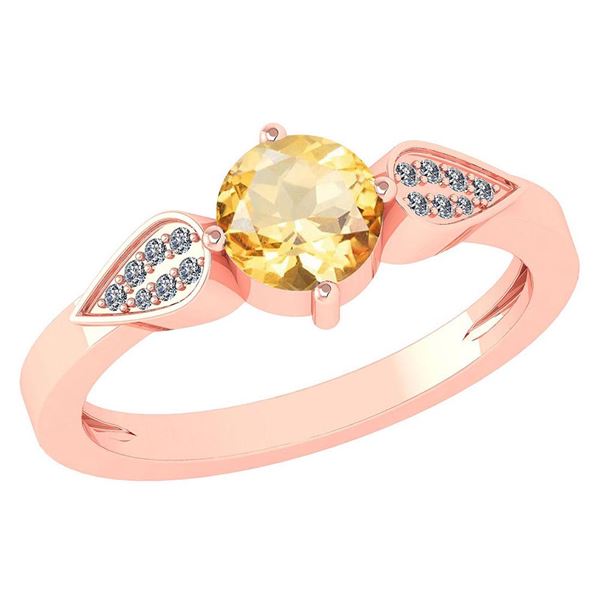 Certified 1.12 Ctw Citrine And Diamond 14k Rose Gold Ha