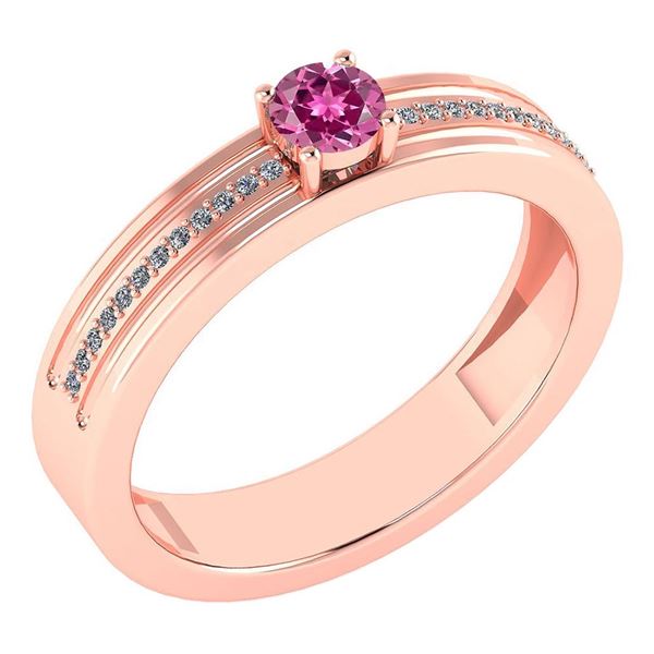 Certified 0.29 Ctw Pink Tourmaline And Diamond 14k Rose