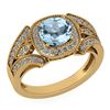 Image 1 : Certified 1.58 Ctw Aquamrine And Diamond Wedding/Engage