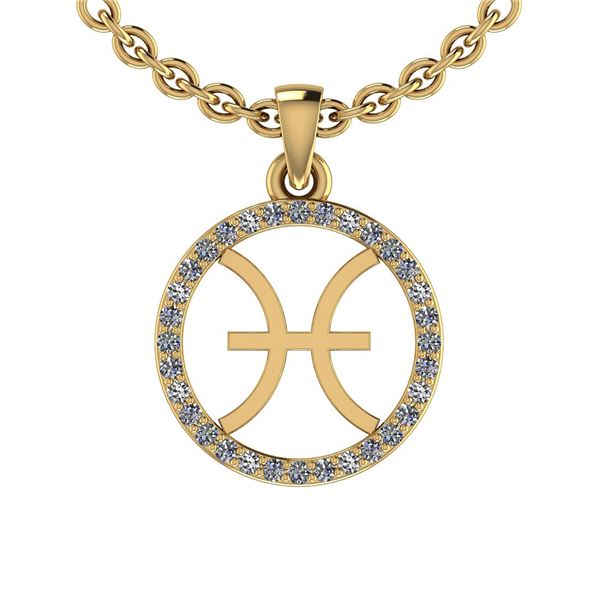 Certified 0.14 Ctw SI2/I1 Diamond 14K Yellow Gold Zodia