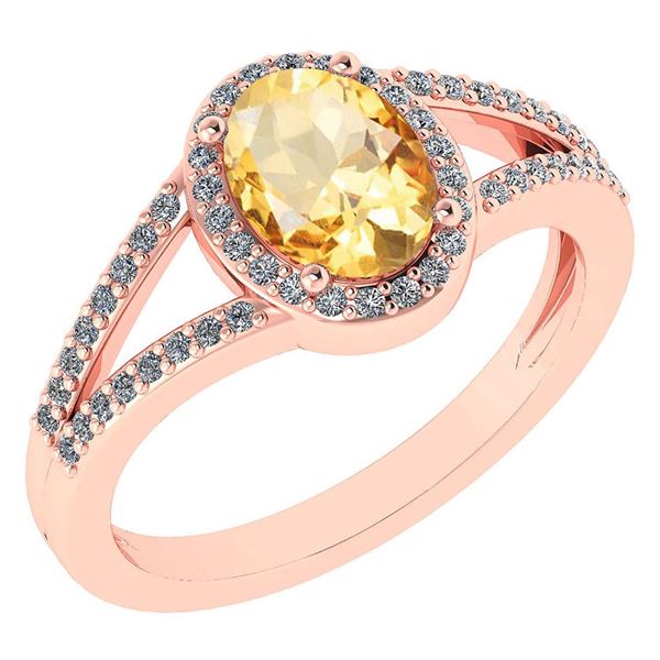 Certified 1.52 Ctw Citrine And Diamond 14k Rose Gold Ha