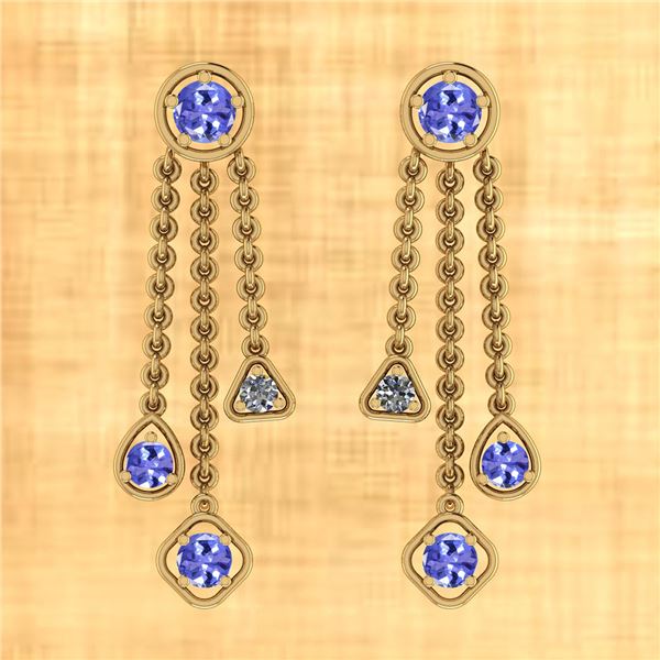 Certified 2.50 Ctw Tanzanite And Diamond SI1/SI2 14K Ye